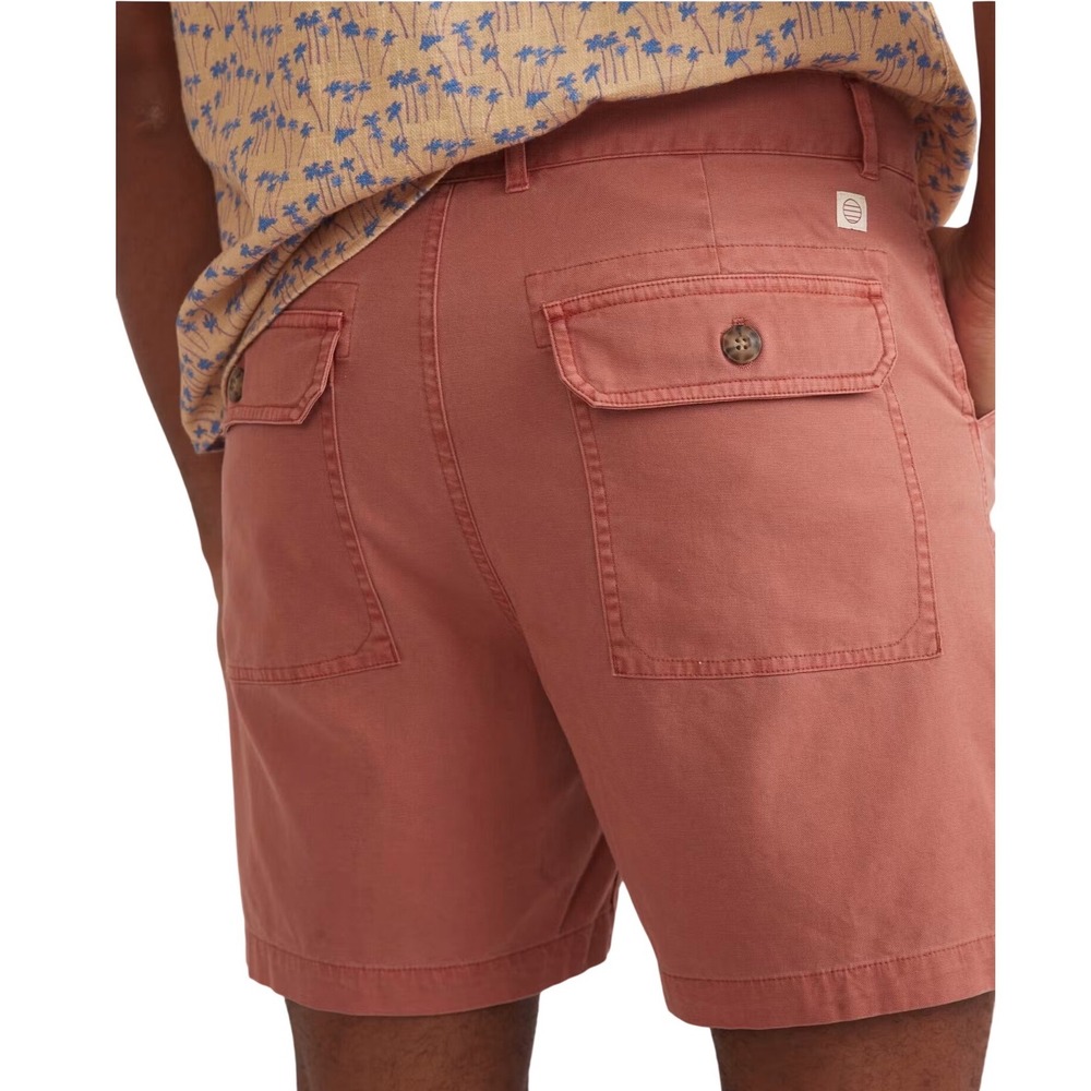 Marine Layer Utility Shorts Mens 33 Etruscan Red Garment Dyed Stretch Cotton - Picture 3 of 13